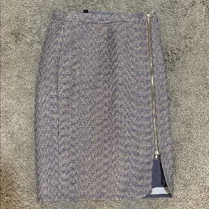 J. Crew Purple/Gold Sparkly Tweed Pencil Skirt with Zipper
